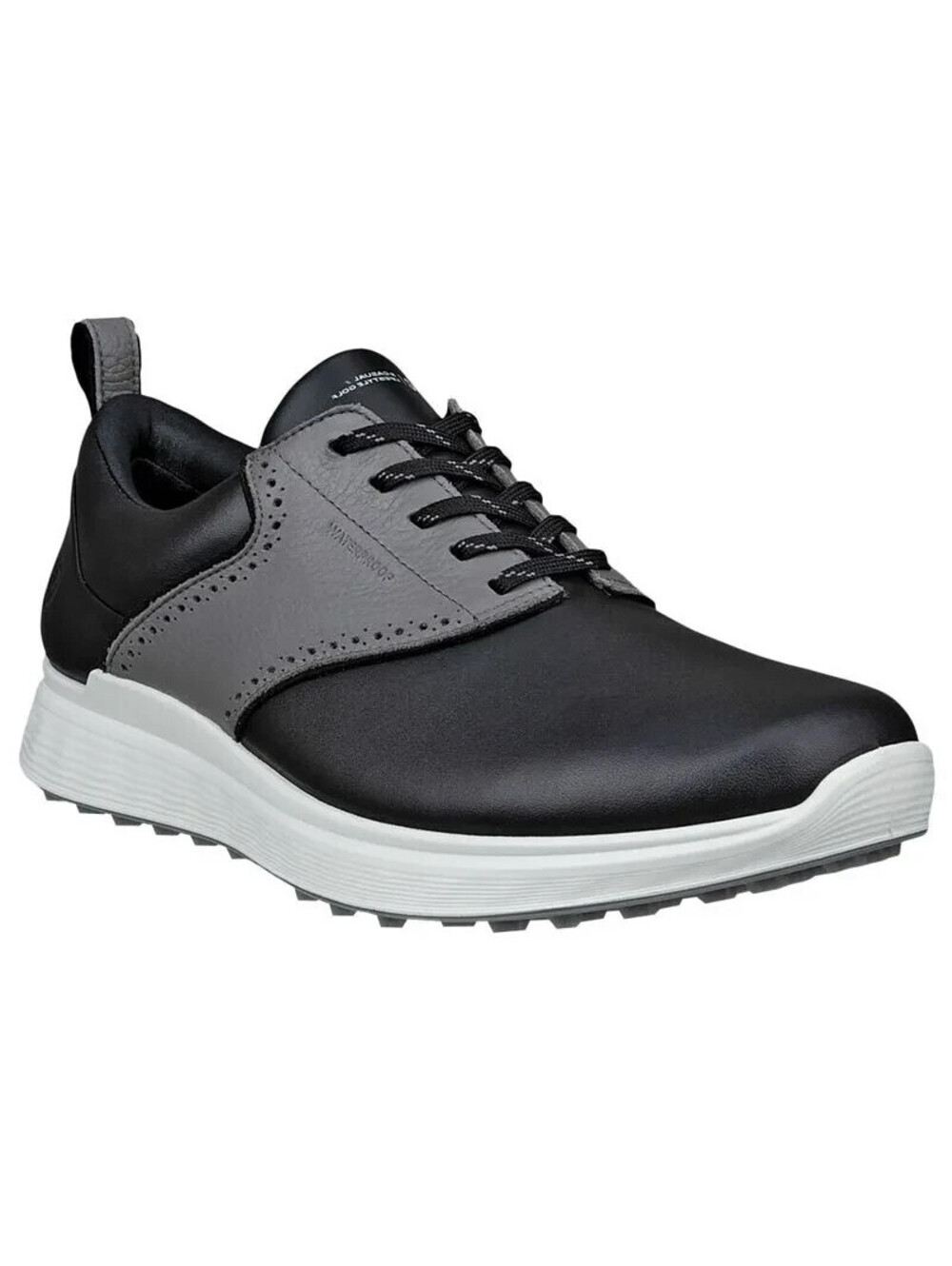 ECCO Men's S-Casual 9-9.5 Leather Waterproof Spikeless Golf Shoes - Black - New